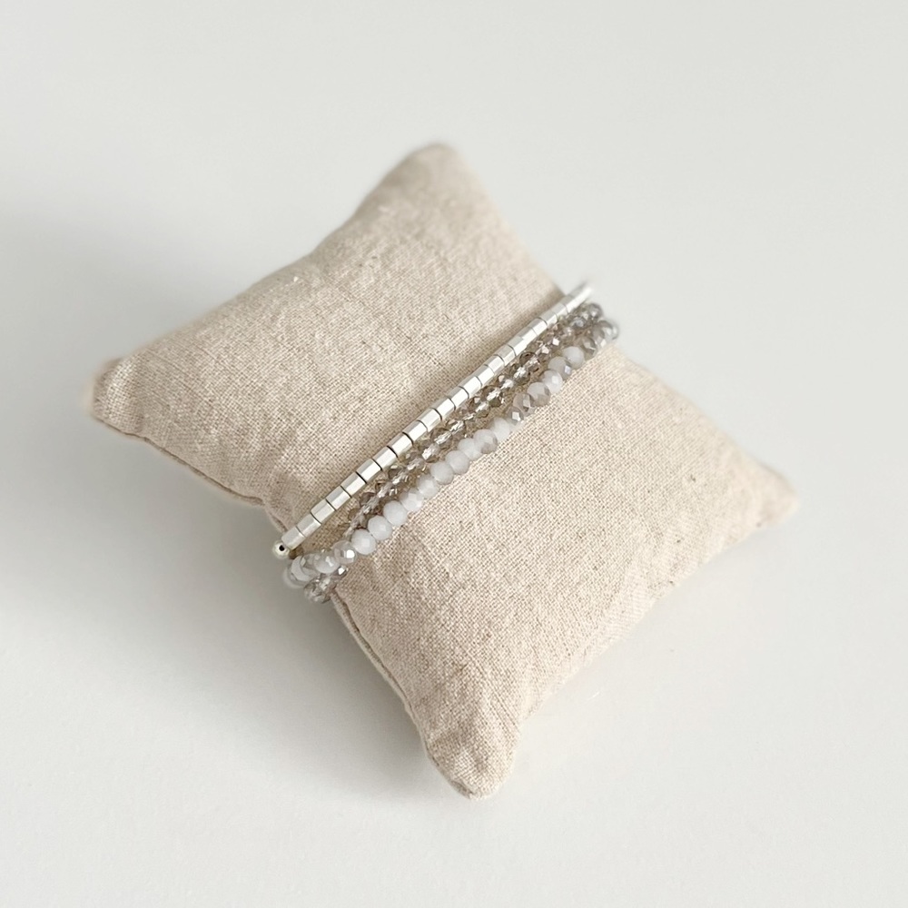 Beaded Three Strand Bracelet with Gold Toned Clasp